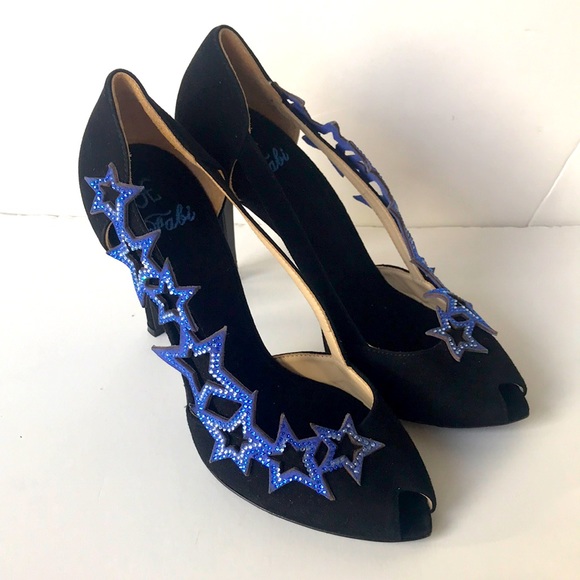Fabi Shoes - Fabi Italian black suede peep toe heels, size 37.5/6.5, unworn
